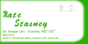 mate stasney business card